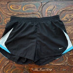 Nike Women’s Black Athletic Shorts with Blue & White Panels